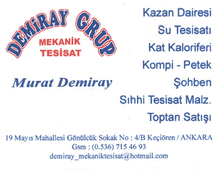 Demiray grup mekanik tesisat keçiören ankara