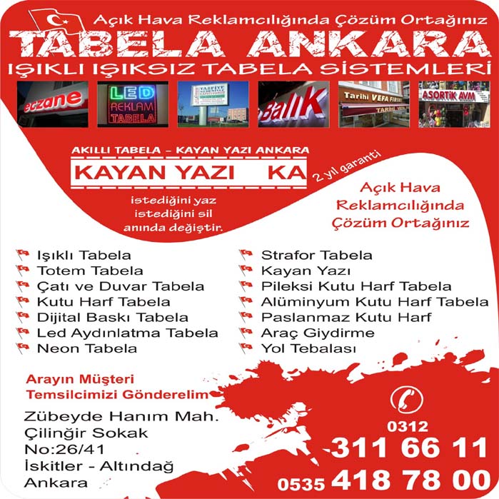 ankara tebela reklamcı ostim